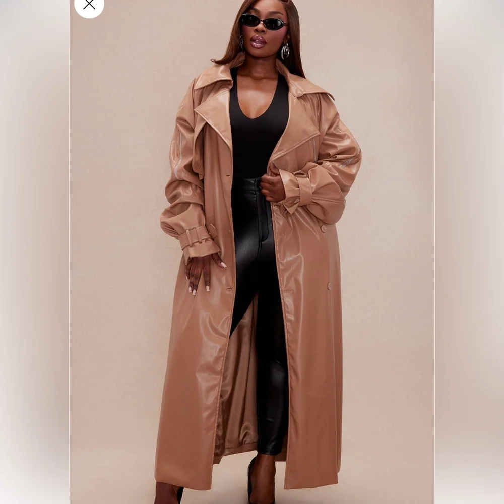 Women's Tan Trench Coat - Picture 2 of 6